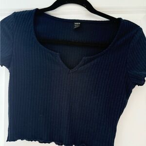 SHEIN Deep Blue Ribbed Crop Top